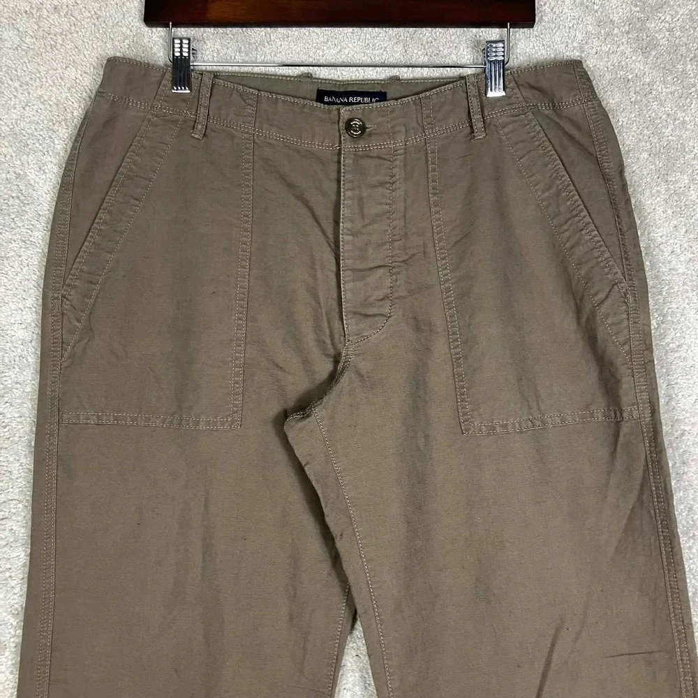 Banana Republic Pants Mens 34/34 Brown Linen Cotton Blend Utility Cargo Pocket